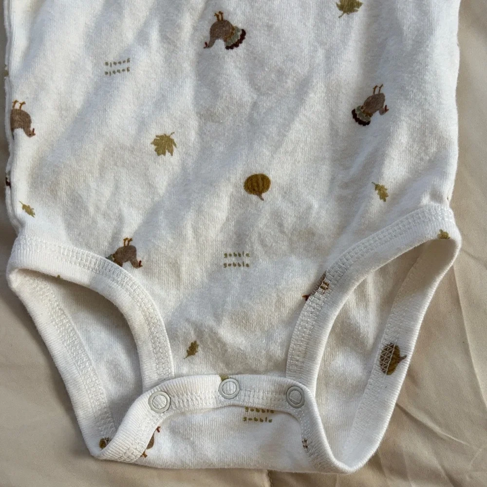 Carter's Festive My First Turkey Day Thanksgiving Outfit Set Onesie Pants Brown